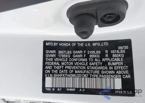 2021 Honda Civic Sport from USA, damaged, VIN SHHFK7H43MU201367